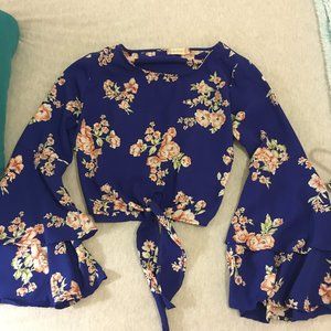 Altar'd State Royal Blue Floral Crop Top